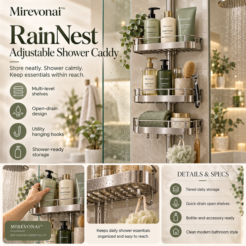 Lorienzr™ RainNest Adjustable Shower Caddy