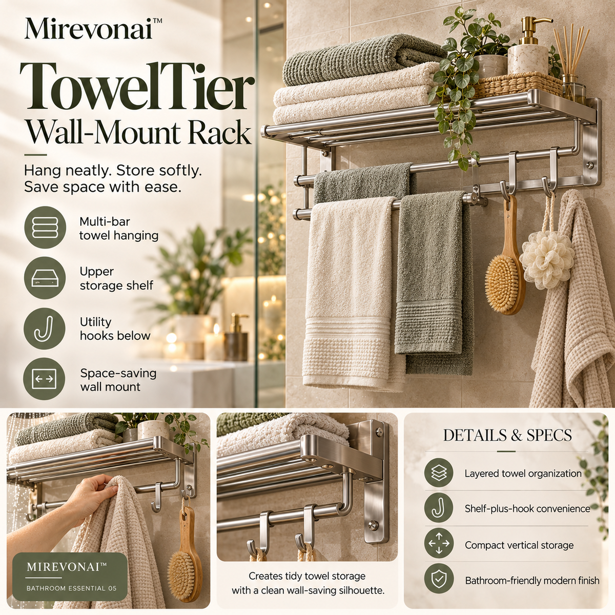 Lorienzr™ TowelTier Wall-Mount Rack