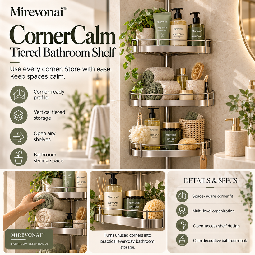 Lorienzr™ CornerCalm Tiered Bathroom Shelf
