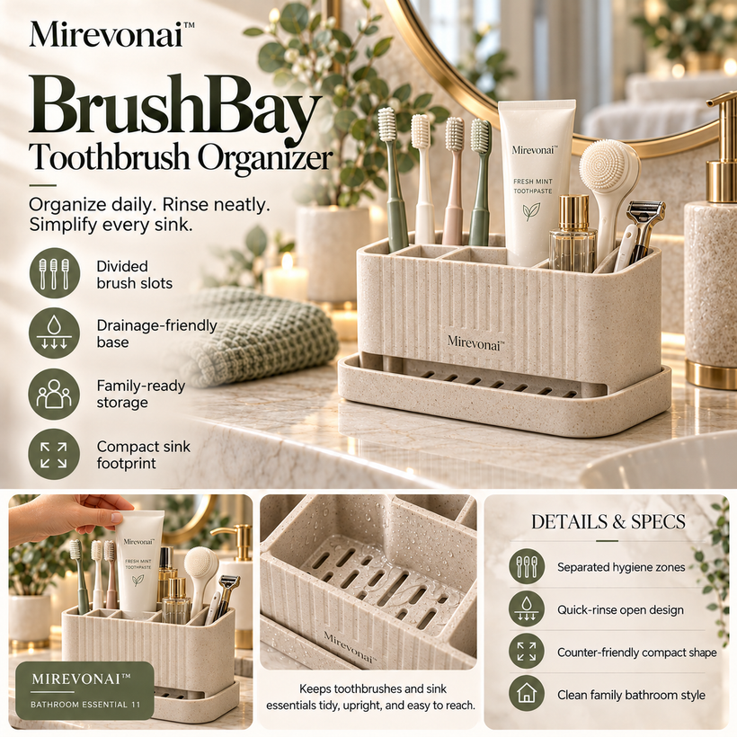Lorienzr™ BrushBay Toothbrush Organizer