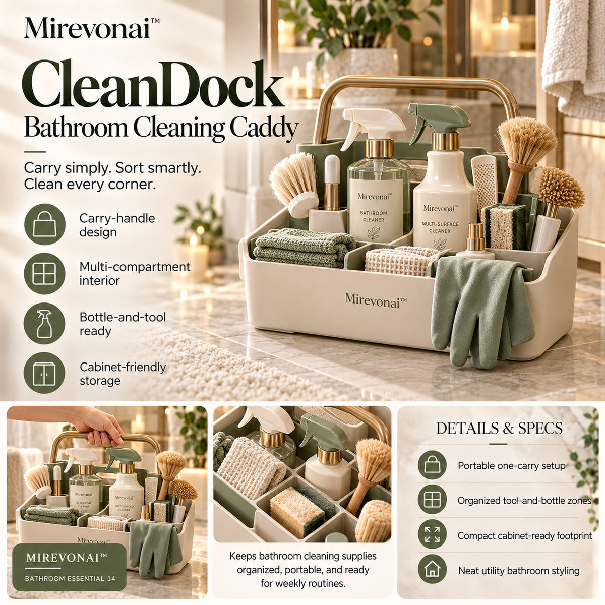 Lorienzr™ CleanDock Bathroom Cleaning Caddy