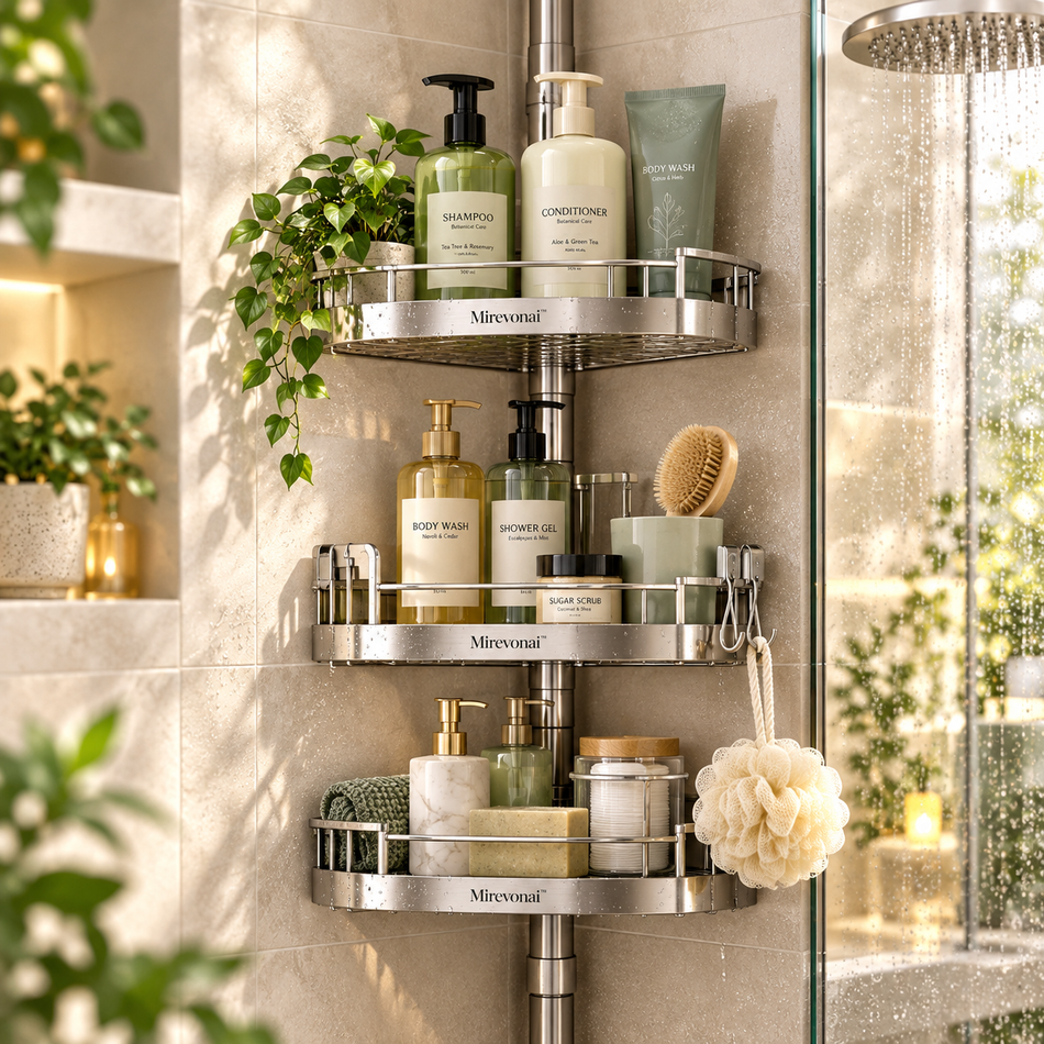 Lorienzr™ CornerCalm Tiered Bathroom Shelf